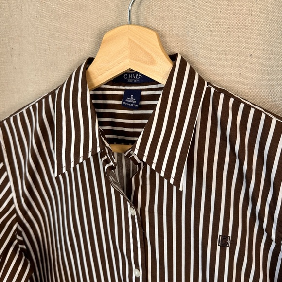 NWT Brown Chaps Ralph Lauren Striped Button Down Shirt Equestrian Preppy | S - Picture 3 of 13